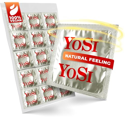 YOSI Markenkondome „Natural Feeling“ - 500 Stück (10 x 50 Stück) | purer Genuss - 53mm Breite - Regular Natural Lubricated Condom - Gefühl Pur für unvergessliche Momente