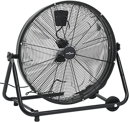 vidaXL Ventilador de Tambor Industrial, Máquina de Viento de Suelo, Ventilación Enfriamiento Secado, Ventilador de Refrigeración, Negro 60 cm 172,5 W