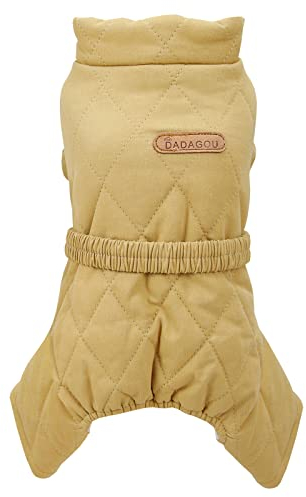 Izefia Hundemantel Winddichte Jacke Kalter Wettermantel 4 Beine Warmer Hundeoverall Dicker Wintermantel Schneefeste Kleidung Hundemantel aus Baumwolle für Kleine Hunde Mittlere Katzen