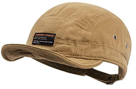 Clakllie 5 Panel Kurze Bill Cap Casual Baseball Caps Retro Dad Hat Flat Brim Snapback Fitted Caps Trucker Hat Kurze Cadet Cap, S-Dy09-Khaki, Einheitsgröße