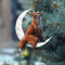 Weihnachtsdekoration Rentier Baumschmuck Weihnachten Mond Ornamente Anhänger im Freien das Holz Weihnachten Tiere auf Weihnachtsschmuck Christbaumschmuck Ornaments (J-1-3PCS A, One Size)