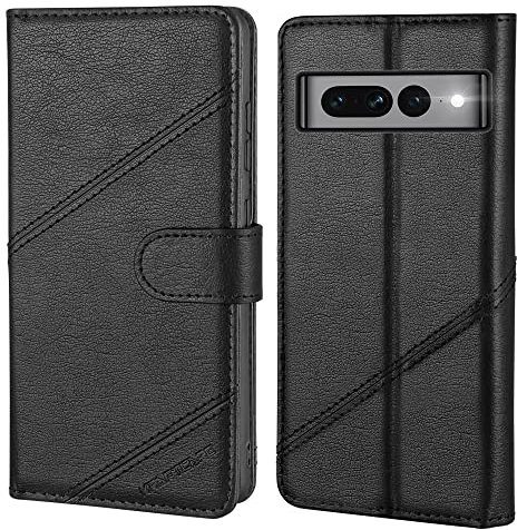 Handyhülle Kompatibel mit Google Pixel 7 Pro Hülle [Premium PU Leder] [Kartenfach] Flip Case Wallet Lederhülle Handytasche Schutzhülle Klapphülle Kompatibel mit Google Pixel 7 Pro Hülle, Schwarz