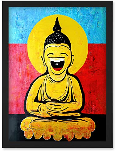 Doppelganger33 LTD Happy Buddha Fun Acrylic Wall Art Print Artwork Framed Wall Art Print A4
