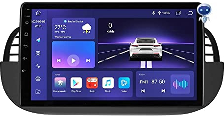 hizpo Android 13 Autoradio touch screen da 9 pollici compatibile con FIAT 500 2007-2014 con Carplay/Android Auto 8-Core-UPC 4+32GB Dab Adattatore per autoradio WiFi 4G Mirror Link (Nero)