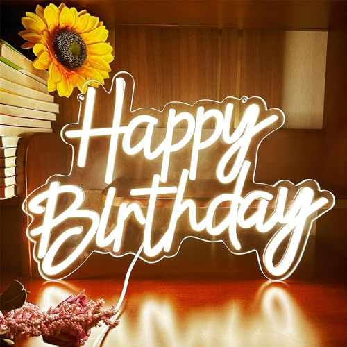 Happy Birthday Neonschild Wanddekoration Licht für Schlafzimmer Café Jubiläumsparty wiederverwendbar und dimmbar alles Gute zum Geburtstag LED Neon USB betrieben 5 V