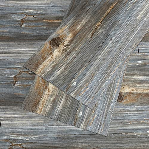 VEELIKE Vinylboden Holzoptik Blau Grau Vintage PVC Bodenbelag Selbstklebend Bodenfliesen Fliesenaufkleber Holz Klebefliesen Boden Küche Bodenaufkleber Badezimmer Vinyl Fliesen 90cm×15cm 36 Stück