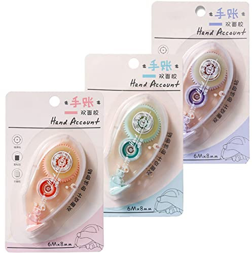 Glue Roller Tapes,6m x 8mm Adhesive Glue Tape 3 Pcs, Adhesive Tape Transparent Glue Dispenser Roller Applicator Tape Pens Adhesive Tape Pen Dispenser Mouse for Crafting Cards.