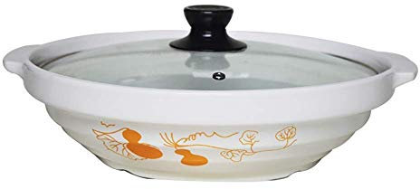 Cacerola de cerámica con Tapa de Vidrio, Olla de Barro Hecha a Mano, Olla de Barro Redonda, Adecuada para Cocina de inducción, diámetro Negro, Olla de Sopa de 13 Pulgadas