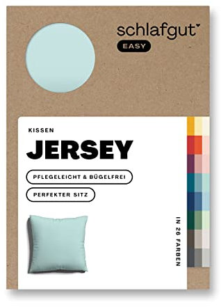 Schlafgut Easy Jersey Kissenbezug 80x80 cm Petrol Light mit 100% Baumwolle, superweicher & atmungsaktiver Kopfkissenbezug