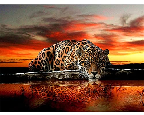 tamalsj 5D DIY Diamond Painting Erwachsene Kinder Bilder Kreuzstich Stickerei Personalisierte Kunst Handwerk Für Schlafzimmer Wohnzimmer Wand Und Eingang Deko,Gepard,90x120cm,Round Drill B10226