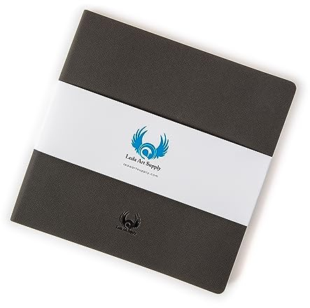 Quadratisches Skizzenbuch, 21,1 x 21,1 cm, flaches flexibles Skizzenbuch für Künstler, ideal für Tinte, Wasserfarbe, Stift, Bleistifte, 160 reißfeste Seiten, Größe: quadratisches Medium, Leda Art