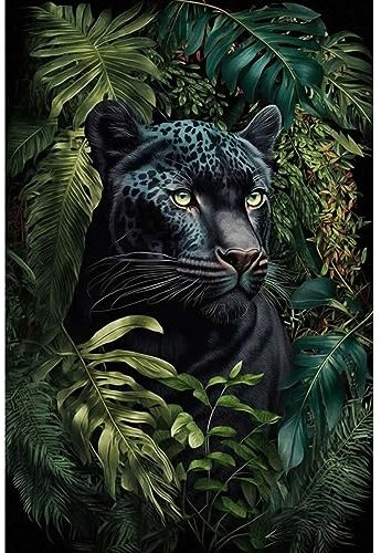 Ceanothe Tableau sur Verre panthère Noire 30x45 cm - Impression Image Haute Définition pour Décoration Murale avec Finition Brillante Fabriqué en France
