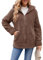 ABYOVRT Felpe con Cappuccio Donna Oversize Teddy Bear Felpa in Pile Caldo Autunnale Invernale Cappotti Elegante Media Lunga Pile Donna con Zip,Khaki,L