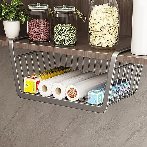 Hängekorb Regal, 2 Stück Unterregal Aufbewahrungskorb, Schrankkorb Zum Einhängen, Regaleinhängekorb, Metall Hängekorb, Schrank Organizer Küche, Küchenschrank Kleiderschrank