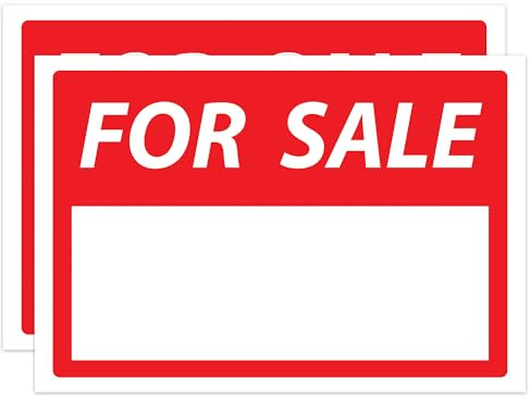 RDLCAR For Sale Signs, High Tack Self Adhesive Corriboard Signage, Ideal For Garage, Yard and House For Sale Stickers, 280mm x 350mm, 2-Pack