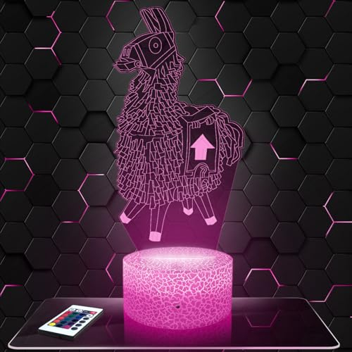 Nachttischlampe - Touch-Nachtlicht Lama Videospiel 3D-LED-Lampe Illusion, Geschenkidee Weihnachten Geburtstag Junge und Mädchen Nachttischlampe Kinder- oder Erwachsenenzimmer TOP