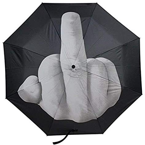 Naisicatar Regenschirm mit mittlerem Finger, 38,6 x 22 Zoll kreatives Mittelfinger -Regenschirm, faltes lustiger Regenschirm mit Mittelfinger, winddichtem UPF40+ Sonnenschutz Regenschirm