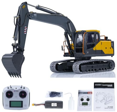 wheelfun Pelle hydraulique double E RC pour pelleteuse télécommandée en alliage 1/14 EC160E E111 modèle I6S Radio Controller Light