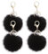 JK Home Lot de 4 Porte-clés Pompon en Fausse Fourrure Pendantif pour Sac à Main Voiture Bagage Porte-clé Saint-Valentin Anniversaire Noir
