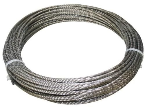Drahtseil Ø 4 mm mit Aufbau 7x7, 20 Meter aus Edelstahl V4A Seil Edelstahlseil Drahtseile Stahlseil Geländerseil Rankhilfe VA A4 AISI316 AISI 316 Boot