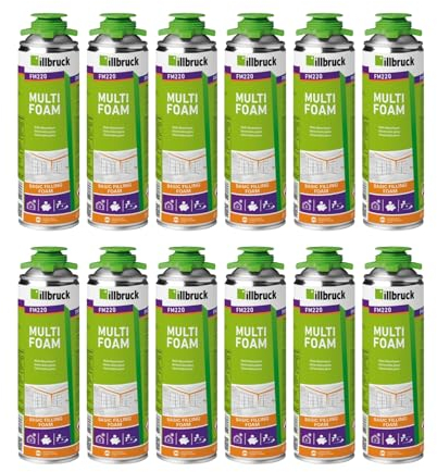 FM220 Bauschaum Montageschaum Pistolenschaum Multischaum Fensterschaum hohe Schalldämmung Wärmedämmung 500ml Kombisets (ohne Reiniger/ohne Schaumpistole, 12x 500ml)