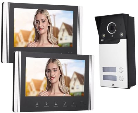 MENDUNER 7 Zoll TFT LCD Türsprechanlage, 2 Innen Bildschirm Gegensprechanlagen für Zuhause, Video Türklingel mit Kabellosem, 120° Weitwinkel für Zuhause, Wohnung (EU-Stecker)