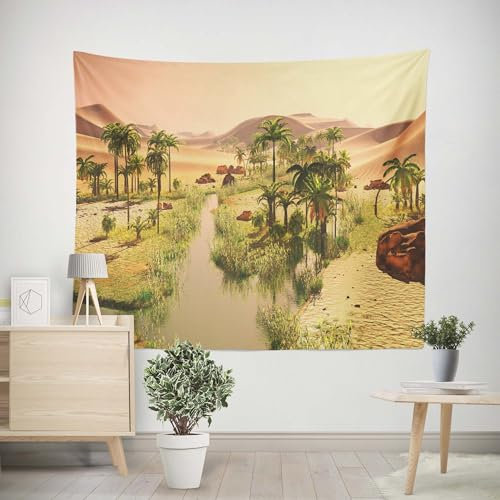 EHOMERY Wandteppich Orient Wandtuch XXL Natur Wüstenlandschaft Wandbehang Outdoor Wanddekoration Vintage Wohnzimmer Schlafzimmer Wandbehang Dekoration 150x130cm