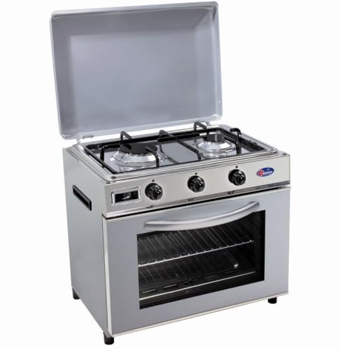 Cucina Forno a Gas GPL Fornello 2 Fuochi con Piano Estraibile Baby Cucina CFParker (Grigio, Con Grill)