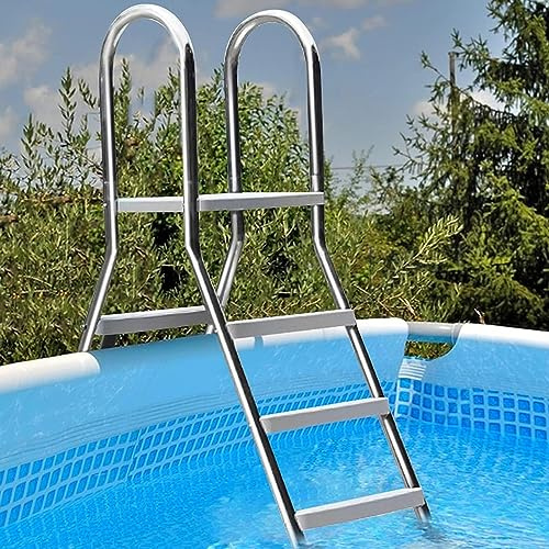 BOTOWI Échelle de Piscine Hors Sol 4 marches, Escabeau pour piscines Hors Sol,Échelle de marches de Piscine Robuste,304 Escaliers de Piscine en Acier Inoxydable pour Adultes Enfants, Charge 500 LB