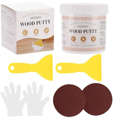 SEISSO holzkitt Reparaturset,500g holzkitt,Holzkitt Holz Reparaturset,Kitt für alle Holzarten,Holzreparaturspachtel für Risse und Löcher im Holz auf jedem Holzboden,Möbel(Kiefernholzfarbe)