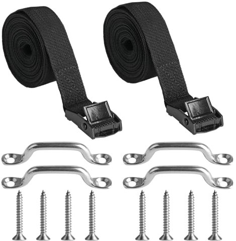 2 Stück 305,7 cm Batteriekasten-Gurt-Set, Edelstahl-Halterung und Schrauben für Boot, Auto