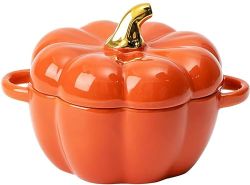 Maxspace Cacerola con tapa, 13 cm, 0,45 L, calabaza, mini olla ideal para postres, hornear y decoración de mesa (naranja)