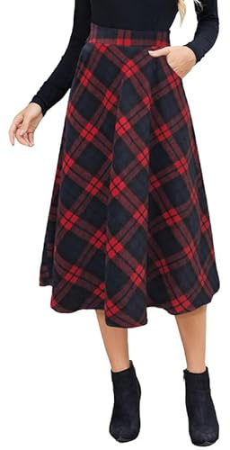 Alaster Queen Jupe longue à carreaux pour femme - Taille élastique - Poches d'hiver