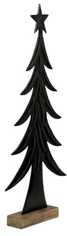 EGLO LIVING Deko Baum Baliguian, Weihnachtsdeko groß, Bodendeko Wohnzimmer | Dekofigur Weihnachten, Adventsdeko aus Holz in Natur und Metall in Schwarz, 84 x 36 cm