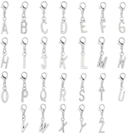 Hobbspring A-Z Alphabet Buchstaben Anhänger Legierung Emaille Initialen Anhänger Buchstaben Clip On Charms Großbuchstaben Anhänger Mit Karabinerverschluss Zur Schmuckherstellung