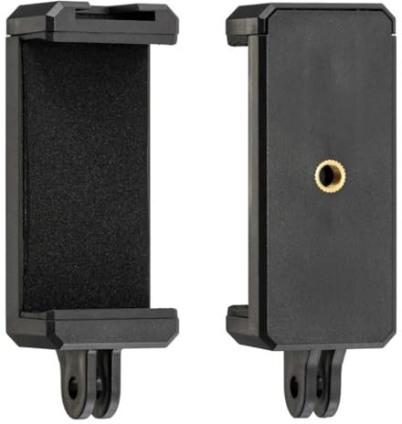 RALSPEC Abrazadera de montaje para cámara de teléfono móvil con fijación compatible con GoPro y soporte adaptador de rosca de 1/4 pulgadas para teléfonos inteligentes iPhone y Android