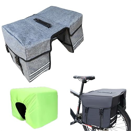 LEXICANMHS Sacoche Velo 28L,Sacoche Velo Porte Bagage Arriere,Sacoches Electrique Arrière Mit Sac étanche,Sacoche Vélo mit Bandes réfléchissantes et poignée de Transport,32x29x16 cm,Gris