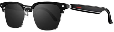 Lunettes intelligentes avec Haut-parleurs – Lunettes Audio, Casque Ouvert sans Fil | Mains Libres pour Musique et appels pour Homme et Femme, lentilles de Protection UV, contrôle Tactile