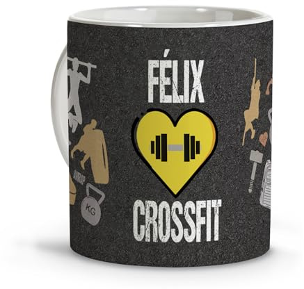LolaPix Crossfit Man Personalised Mug with Name - Weights and Dumbbells - Kettlebell - Gym - Gifts for Athletes - Original Mugs for Gift - Coffee Mugs - Crossfit