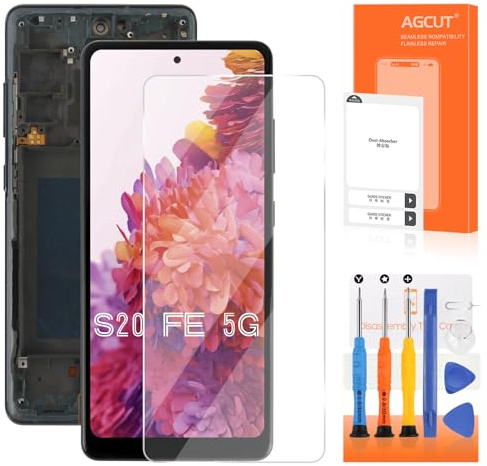 AGCUT OLED Screen for Samsung Galaxy S20 Fe/S20 FE 5G LCD Display SM-G780 SM-G781 Display Touch Screen Assembly with Repair Tools with Frame (Black with Frame, Support Fingerprint)