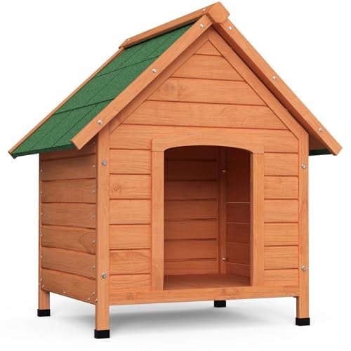 VOUNOT® Niche pour Chien Extérieure en Bois Maison Chien avec Toit Étanche Plancher Amovible et Pieds Antidérapants Abri Robuste Adaptée à Tous Types de Chiens Bois