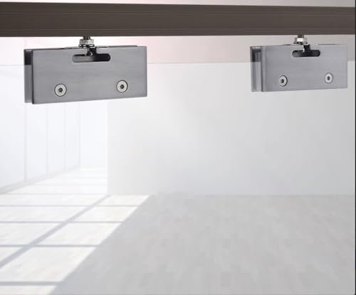 Kit Sistema Scorrevole per Porta in Vetro – Attacco a Soffitto, Portata 80 kg, Spessore Vetro 4-12 mm – Cromo Satinato (Cromo Satinato, 180 cm)