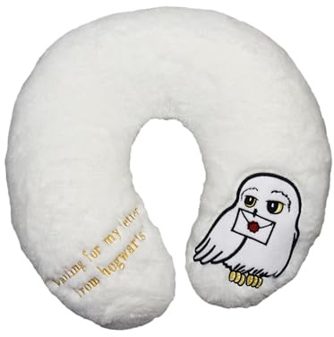 United Labels Harry Potter Hedwig Reise Nackenkissen - bequemes Reisekissen Nackenhörnchen Eule Brief Auto Flugzeug Weiß/Schwarz