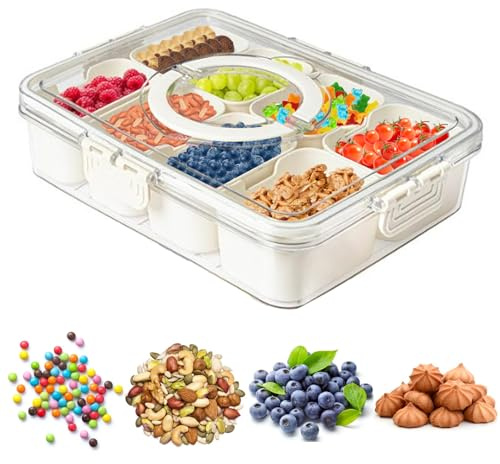 HISUMER Snack-Box mit Fächern Snackle-Box, unterteilte Snack-Schalen, Stretch-Frischhalte-Schalen Party Picknick Trips