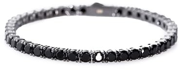 Lucoro - Tennisarmband, 4mm, 925 silber, schwarz, massiv, Herren schmuck, Armband für Herren, Cubic Zirkonia
