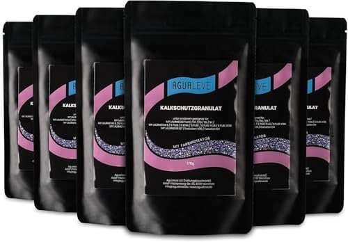 AGUALEVE Kalkschutzgranulat für LAURASTAR Bügelsysteme | 6x 170g | Markenqualität Made in EU | Nachfüllung, Kalkschutzfilter, Wasserfilter, Kalkschutz, Salzschutz, Rostschutz, mit Farbindikator