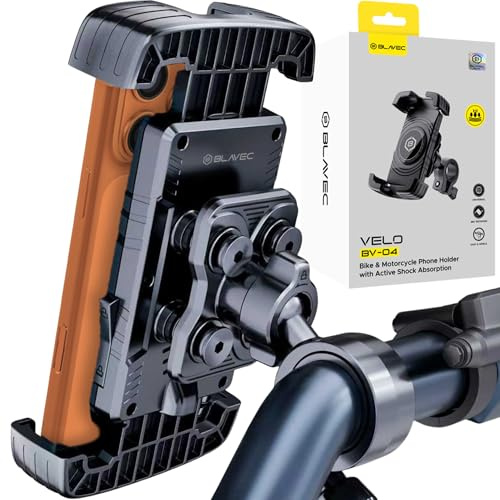 BLAVEC Handyhalterung Motorrad, Fahrrad Handyhalter - Handy Fahrradhalterung mit aktiver Stoßdämpfung, 360° Drehbare Universal Handy Halterung Fahrradlenker für iPhone, Samsung, Smartphone