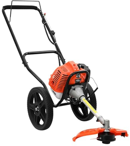 Mangloder Freischneider mit Rädern Orange 52 cm³ 1,45 kW Unkrautstecher mit Nylonschneider, luftgekühlter 2 Takt Einzylinder für Gartenkanten und Trimmen