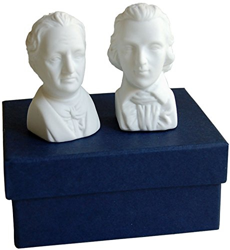 Salz- und Pfefferstreuer aus Porzellan 6 x 4 x 3 cm (je 41g) • 66066-alt-1 ''Salz- und Pfefferstreuer Schiller & Goethe'' von Inkognito • Künstler: INKOGNITO