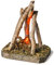 VBS Miniatur Lagerfeuer mit LED ca. 10x8x6cm Krippe Miniaturen Modellbahn Kochfeuer Rund Braun